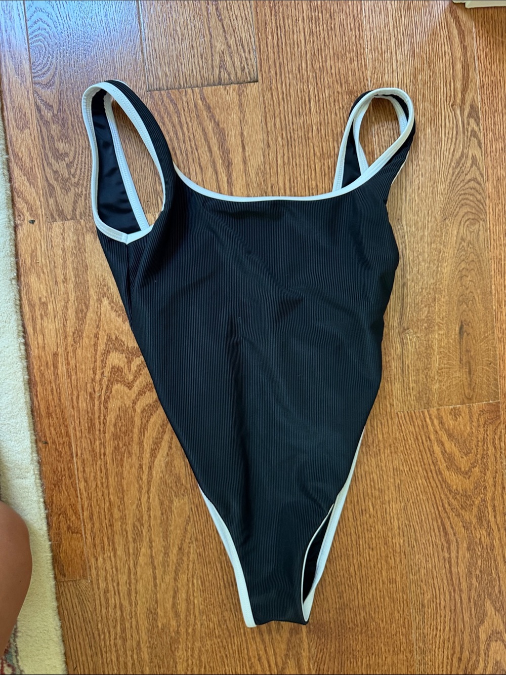 LainSnow Black Ocean Isle One-Piece Swimsuit with White Trim